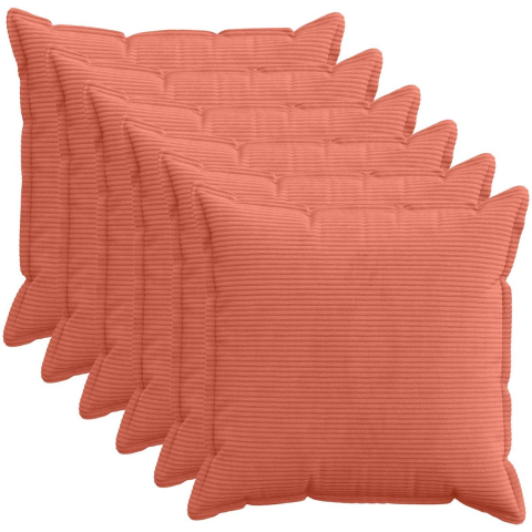 VidaXL Kussensloop 6 st houten rood-oranje 65 x 65 cm corduroy