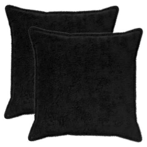 VidaXL Kussensloop 2 st houten zwart 65 x 65 cm nep konijnenbont