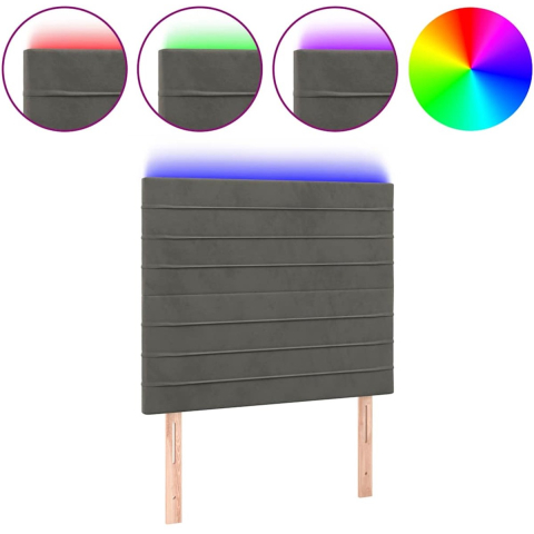 VidaXL Hoofdbord led 80x5x118/128 cm fluweel donkergrijs