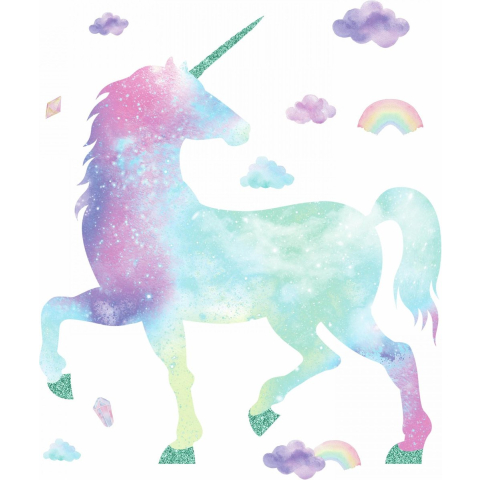 Unicorn Muursticker - "Galactische Glitter"