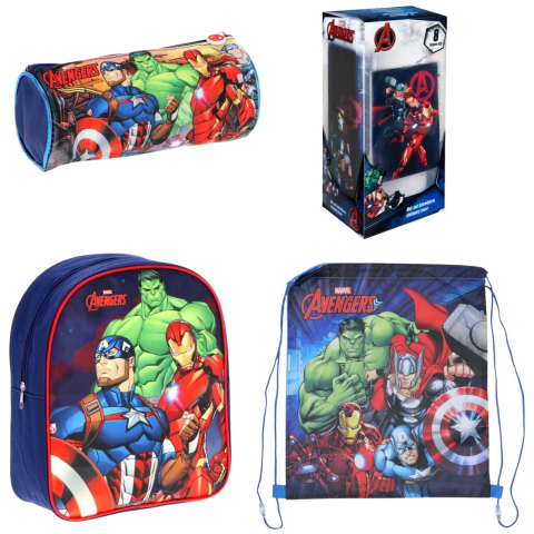 Avengers schoolset; rugzak, etui, gymtas en schrijfwarenset