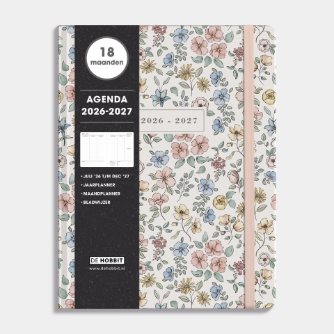 18 Maanden Agenda 2026-2027 ±A4 Pastel Bloemetjes