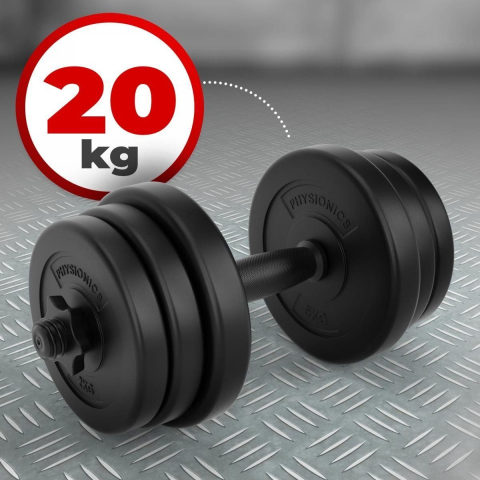 Physionics Halter - Dumbbell - Totaalgewicht 20kg - Ergonomisch handvat met Grip Ø25 mm