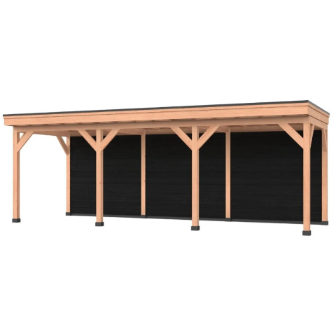 Douglas overkapping, 750 x 250, Met achterwand, Westwood Comfort Basic zwart