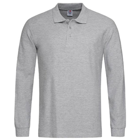 Stedman Polo Long Sleeve Men Grijs katoen X-Large Heren