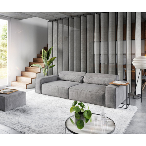 DELIFE Big-sofa Sirpio XL 270x130 cm microvezel taupe met kruk