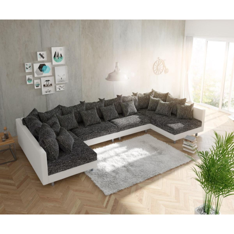 DELIFE Woonlandschap Clovis XL wit zwart modulair