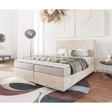 DELIFE Boxspringbed Dream-Well 160x200 cm Cord Beige met Matras en Topper