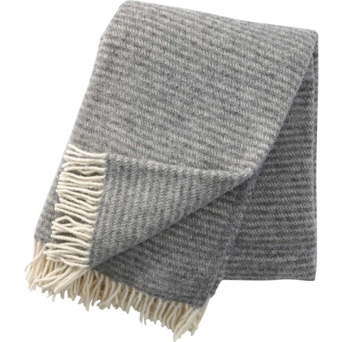 Klippan Yllefabrik Ralph wollen plaid lichtgrijs