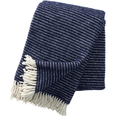 Klippan Yllefabrik Ralph wollen plaid marineblauw
