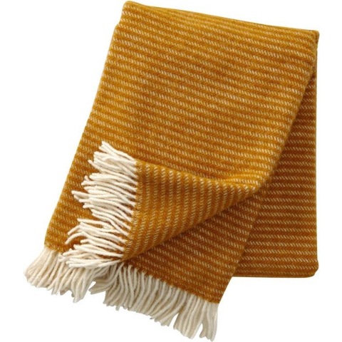Klippan Yllefabrik Ralph wollen plaid mosterdgeel