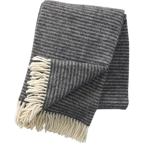 Klippan Yllefabrik Ralph wollen plaid donkergrijs