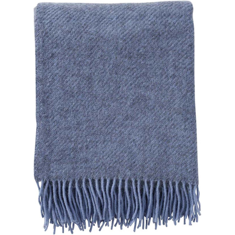 Klippan Yllefabrik Gotland wollen plaid 130x200 cm Infinity blue (blauw)