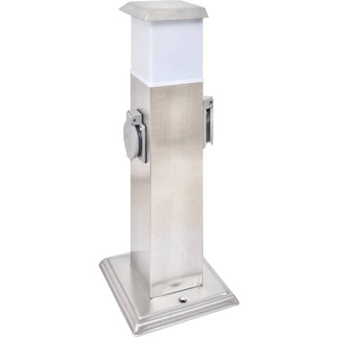 vidaXL Buitenstopcontact op zuil met lamp (zwart)