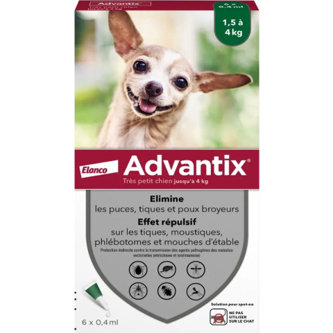 Ongediertebestrijding voor honden Elanco Advantix 0,4 ml