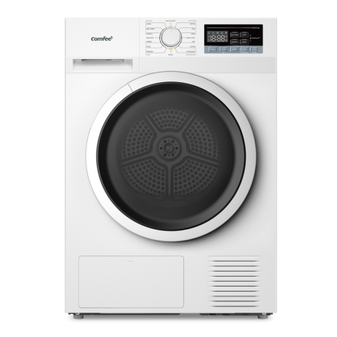 Comfee' CFP01EH80W-JD wasdroger, 8 kg lading, drogen op lage temperatuur, 3 droogniveaus, nul CO₂-uitstoot-wit