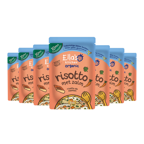7x Ella's Kitchen Biologisch Maaltijdzakje 10+m Risotto met zalm 190 gr