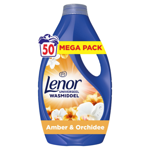 2+2 gratis: Lenor Vloeibaar Wasmiddel Amber & Orchidee 50 Wasbeurten 2250 ml