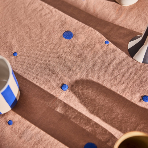 OYOY Nori tafelkleed 140x200 cm Terracotta-optic blue