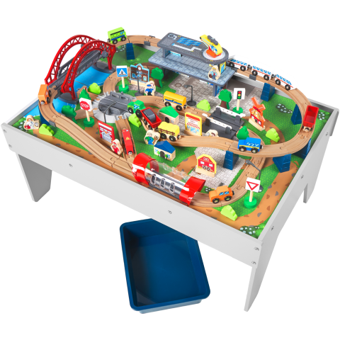 LUPILU Houten treinset speeltafel, 100-delig