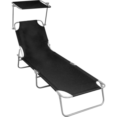 vidaXL-Ligbed-inklapbaar-met-luifel-aluminium-zwart