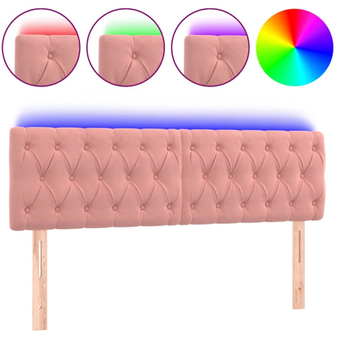 VidaXL Hoofdbord led 144x7x78/88 cm fluweel roze
