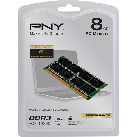 PNY - DDR3L - module - 8 GB - SO-DIMM 204-pin - 1600 MHz / PC3L-12800 - unbuffered