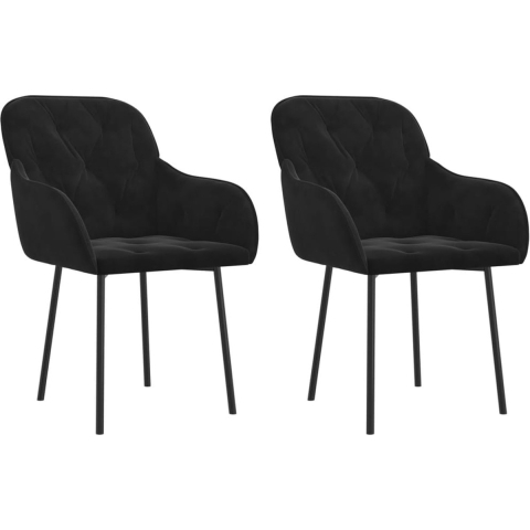 VidaXL Eetkamerstoelen 2 st fluweel zwart