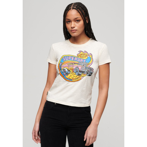 Slim-fit fluorescerende T-shirt voor dames Superdry Motor