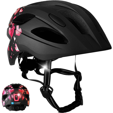 Crazy Safety Cool Heart, fietshelm, junior, zwart/roze