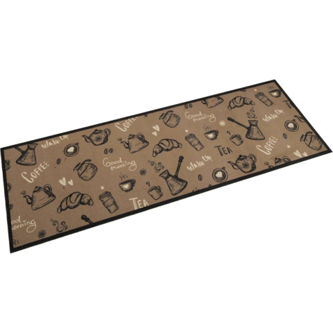 VidaXL Keukenmat wasbaar ochtendprint 60x180 cm fluweel bruin