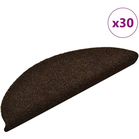 VidaXL Trapmatten zelfklevend 30 stuks 56x17x3 cm donkerbruin halfrond