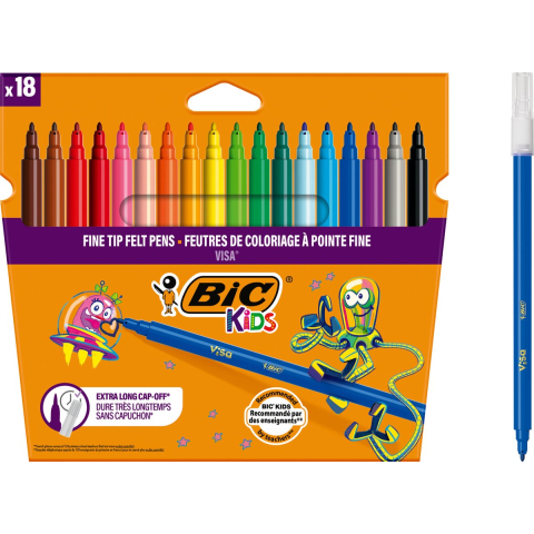 BIC Visa Viltstift - Fijn Kleurenassortiment 18 Stuks