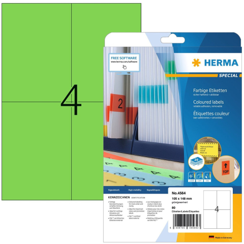 HERMA Etiketten 4564 Klevend 10,5 x 14,8 cm 20 Vellen à 4 Etiketten