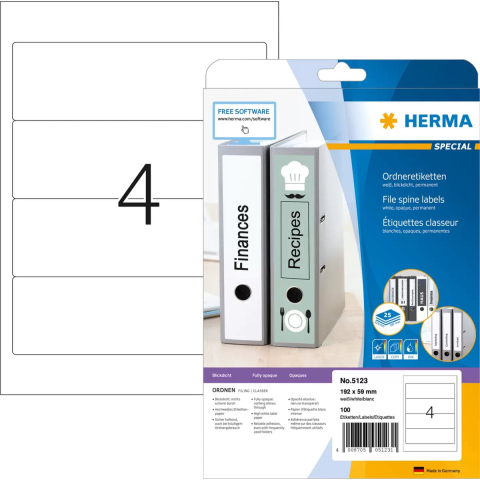 HERMA SuperPrint Etiket Klevend Breed 5123 A4 5,9 x 5,9 cm Wit 25 Vellen à 4 Etiketten