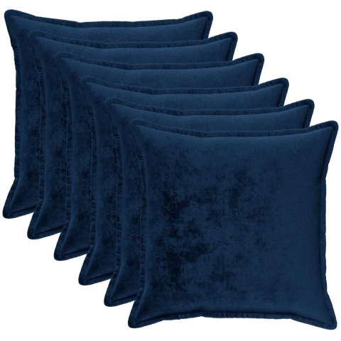 VidaXL Kussensloop 6 st houten marineblauw 70 x 70 cm flanel