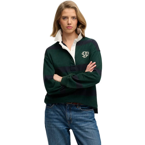 Gestreepte lange mouwen polo voor dames Superdry Heritage