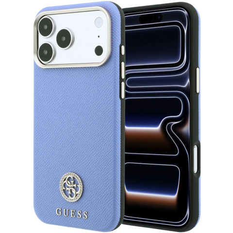 GUESS Grained Round Strass Logo MagSafe Case for iPhone 18 Pro Max / 17 Pro Max - Blue