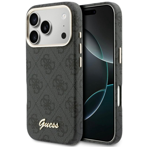 MagSafe hoesje voor Apple iPhone 17 Pro Max, Guess, 4G Script Logo, Zwart