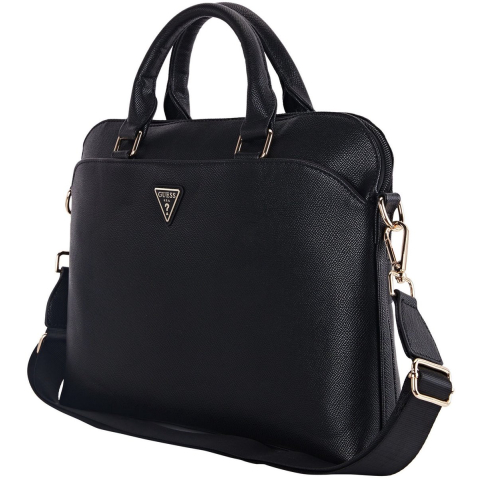 Guess Grained Triangle Logo Tas voor Laptop 15inch, Zwart