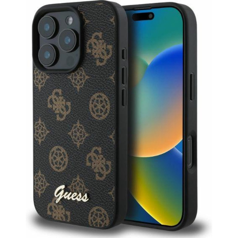 MagSafe hoes voor Apple iPhone 16 Pro, Guess, Peony Script, Zwart
