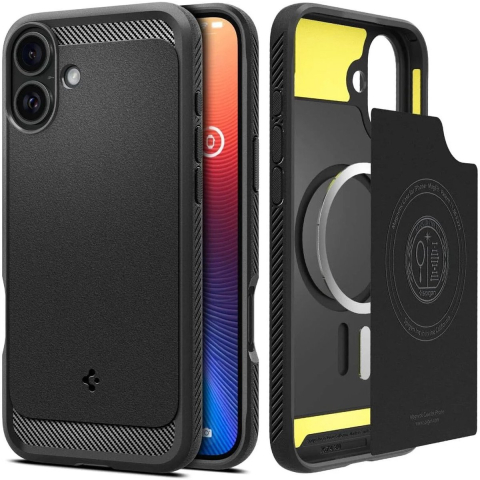 MagSafe-hoesje voor Apple iPhone 16 Plus, Spigen, Rugged Armor, Mat Zwart ACS08087
