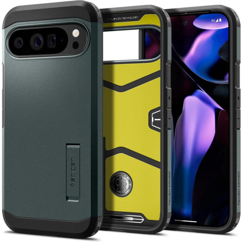 Hoes voor Google Pixel 9 Pro XL, Spigen, Tough Armor, Groen ACS07728
