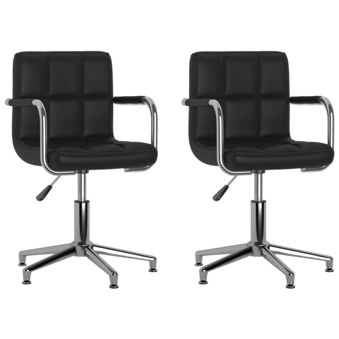 VidaXL Eetkamerstoelen draaibaar 2 st kunstleer zwart