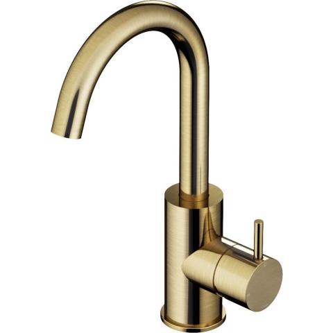 Hotbath Cobber CB004 wastafelkraan hoog met draaibare uitloop geborsteld messing PVD