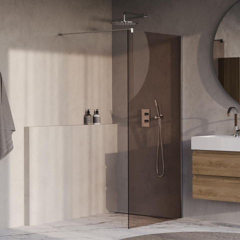 Brauer Oblivion inloopdouche brons glas 90x200cm incl. glascoating chroom