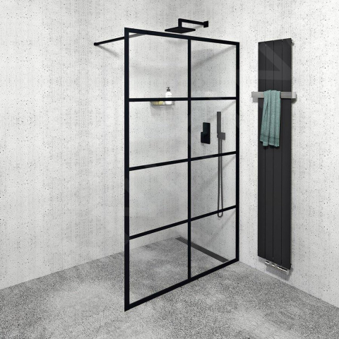 Gelco Cure Black Douchecabine 140cm, helder glas