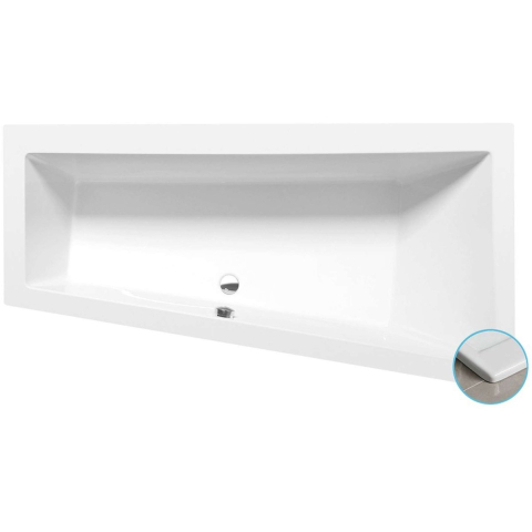 Polysan Andra R SLIM asymmetrisch bad 170x90x45cm, wit