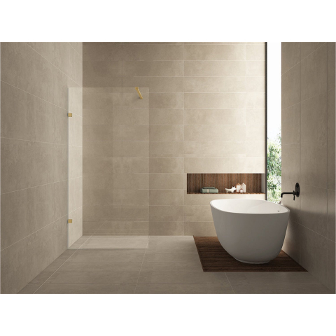 Wiesbaden Less inloopdouche 700 x 2000 x 8 mm nano helder glas/geborsteld messing