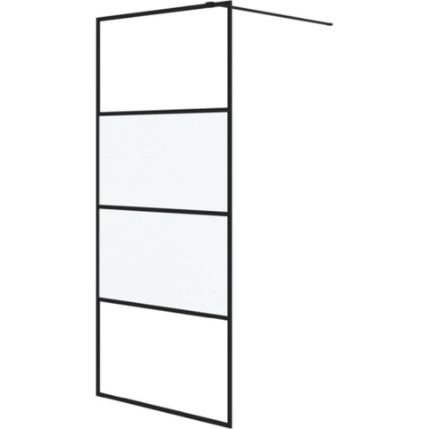 vidaXL Inloopdouchewand 90x195 cm halfmat ESG-glas zwart